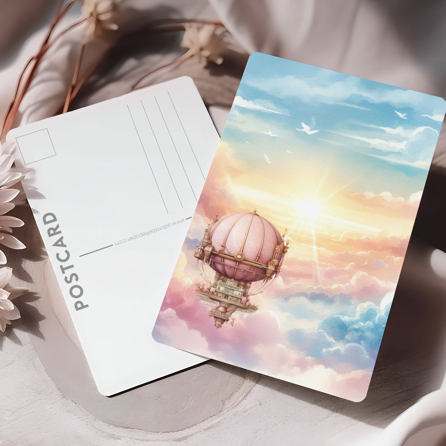 Vykort för postcrossing, scrapbooking & dekoration - Luftballong PC625