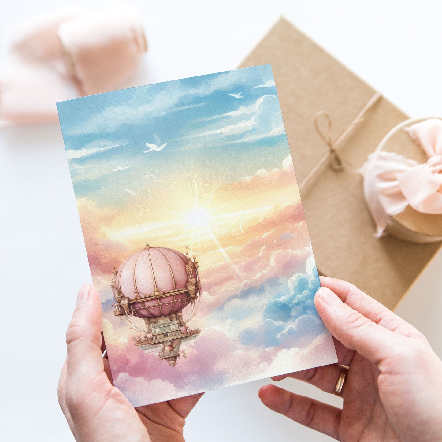 Vykort för postcrossing, scrapbooking & dekoration - Luftballong PC625