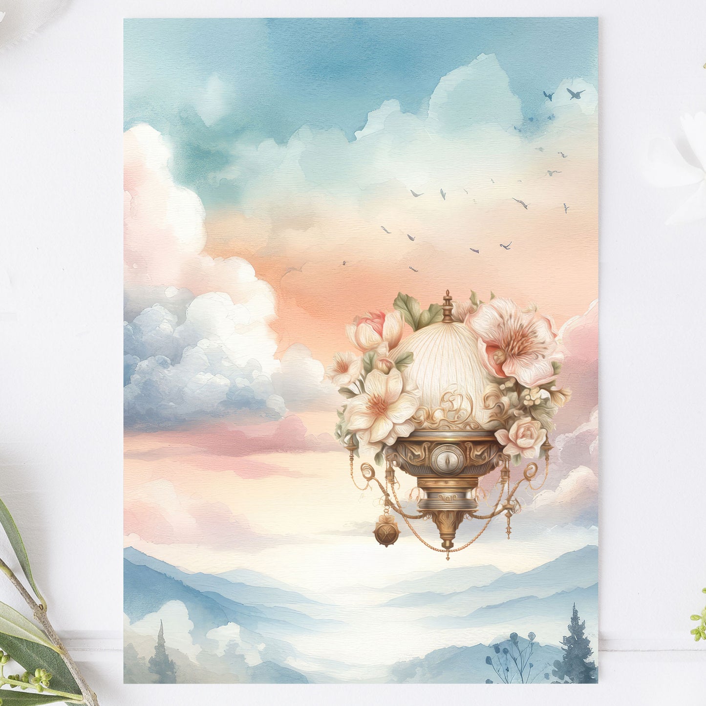 Vykort för postcrossing, scrapbooking & dekoration - Luftballong PC623