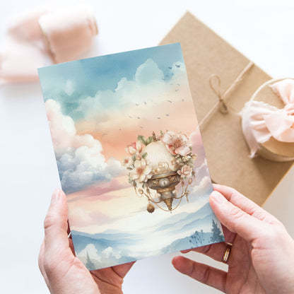 Vykort för postcrossing, scrapbooking & dekoration - Luftballong PC623