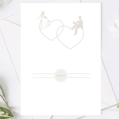 Romantisk bröllopsinbjudan – Beige Monogram Brud & Brudgum Siluett – BR016