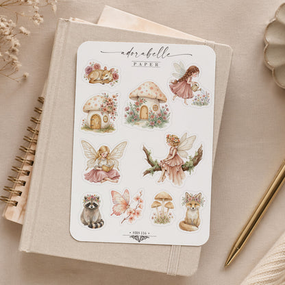 Stickersark Spring Garden Fairy - Rosa Magisk Woodland - Storybook Fairies - Laptop Stickers