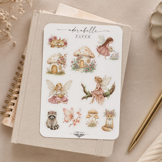 Stickersark Spring Garden Fairy - Rosa Magisk Woodland - Storybook Fairies - Laptop Stickers