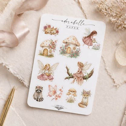 Stickersark Spring Garden Fairy - Rosa Magisk Woodland - Storybook Fairies - Laptop Stickers