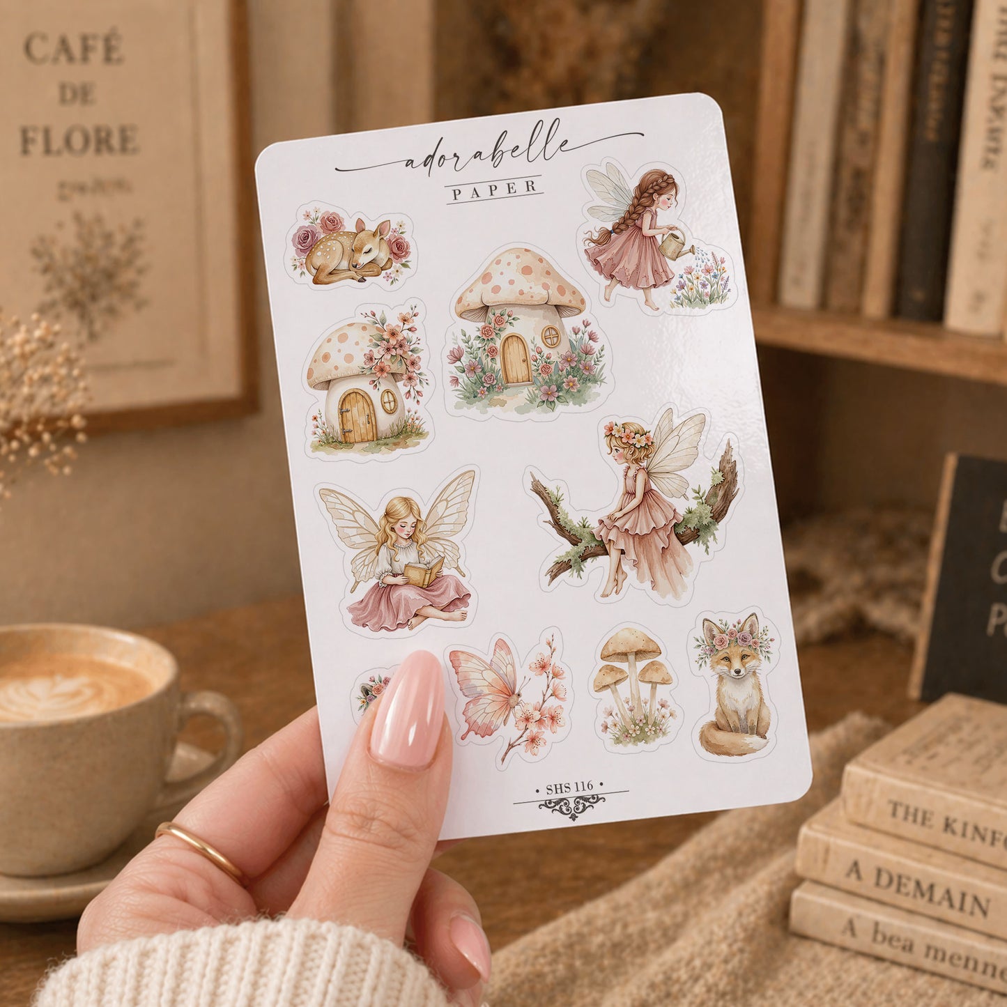 Stickersark Spring Garden Fairy - Rosa Magisk Woodland - Storybook Fairies - Laptop Stickers
