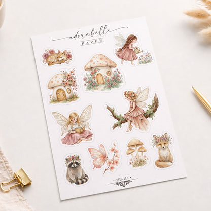 Stickersark Spring Garden Fairy - Rosa Magisk Woodland - Storybook Fairies - Laptop Stickers