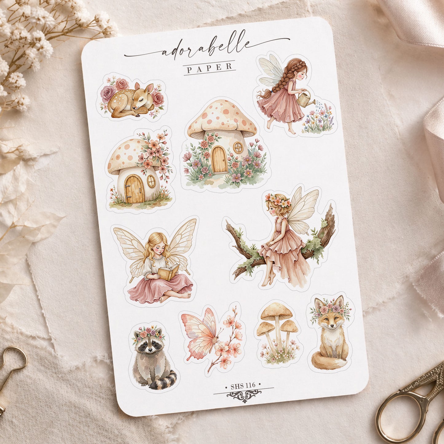 Stickersark Spring Garden Fairy - Rosa Magisk Woodland - Storybook Fairies - Laptop Stickers