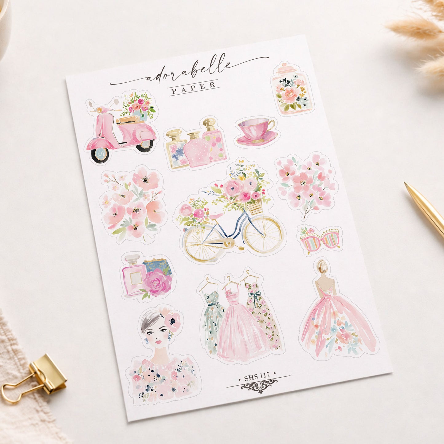 Stickersark Coquette Paris - Rosa Chiq Fashion Sticker Pack - Laptop, Journal Stickers