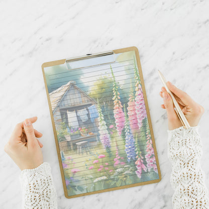 10-pack Brevpapper - Sommarstuga med rosa fingerborgsblommor - Tryckt A5 Papper - WP501