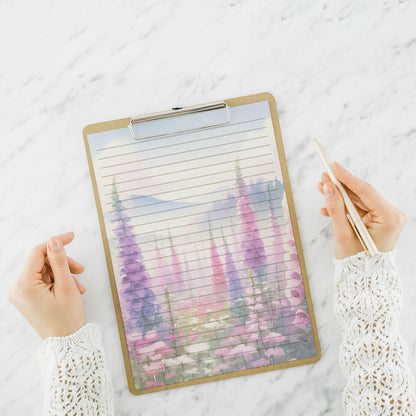 10-pack Brevpapper - Rosa & Lila Fingerborgsblommor - Tryckt A5 Papper - WP502