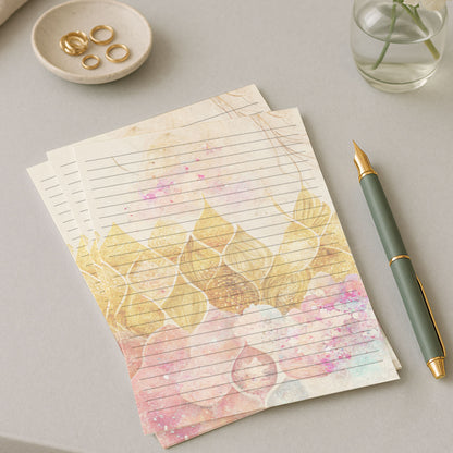 10-pack Brevpapper - Gyllene Sjöjungrufjäll - Tryckt A5 Papper - WP503