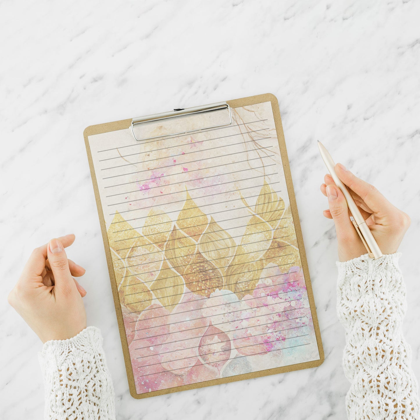 10-pack Brevpapper - Gyllene Sjöjungrufjäll - Tryckt A5 Papper - WP503