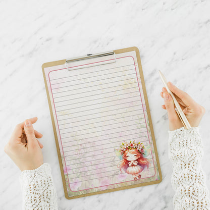 10-pack Brevpapper - Söt Fé med blomsterkrans - Tryckt A5 Papper - WP510