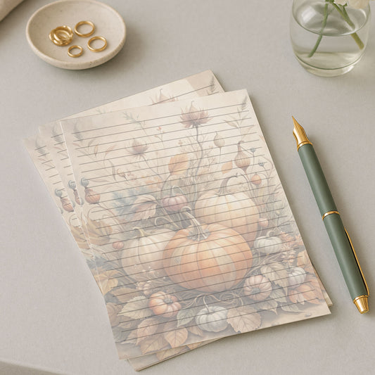 10-pack Brevpapper - Höstpumpor - Tryckt A5 Papper - WP518