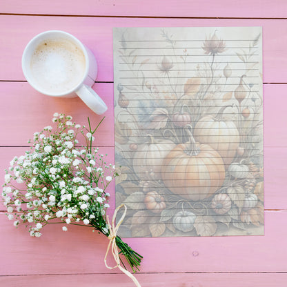 10-pack Brevpapper - Höstpumpor - Tryckt A5 Papper - WP518