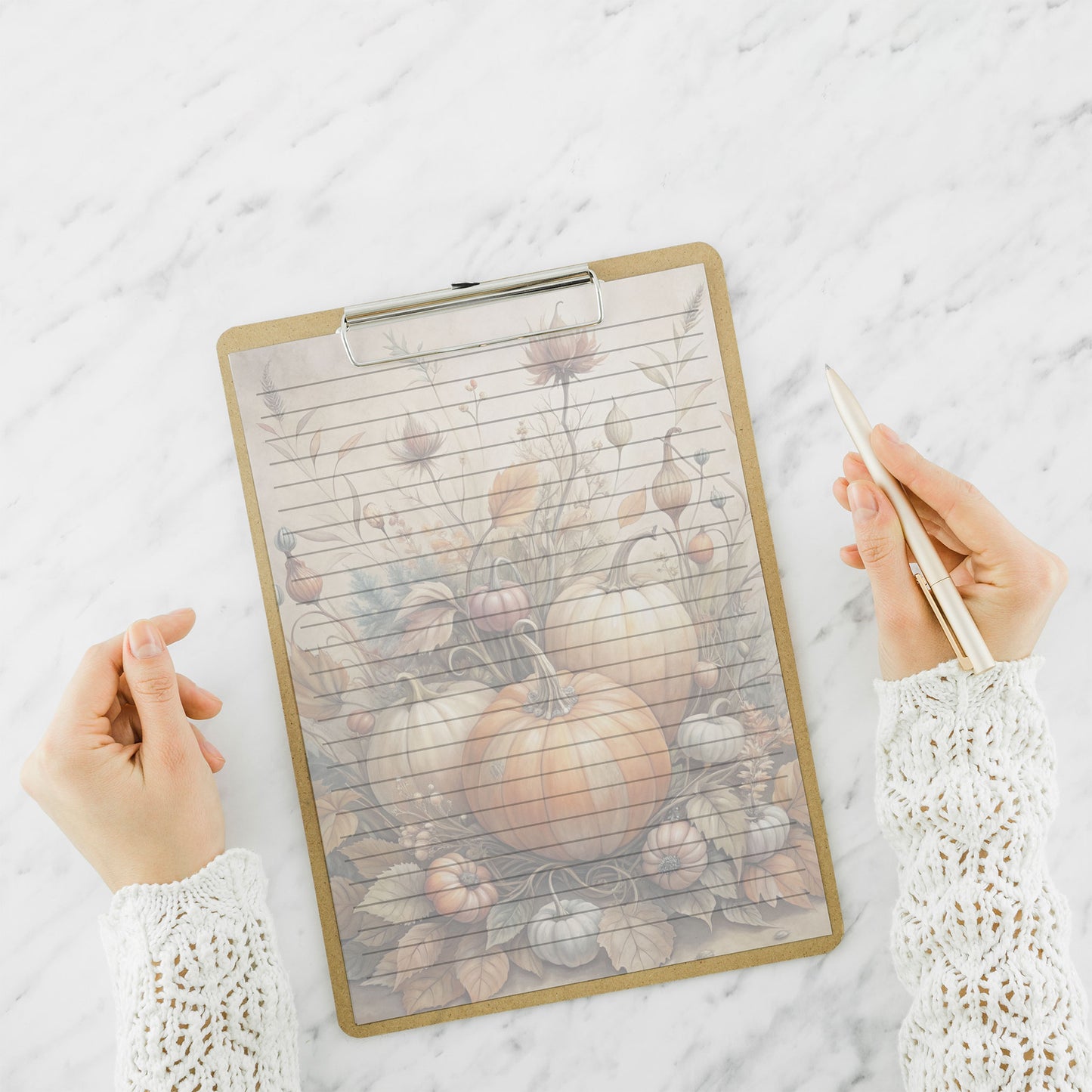 10-pack Brevpapper - Höstpumpor - Tryckt A5 Papper - WP518