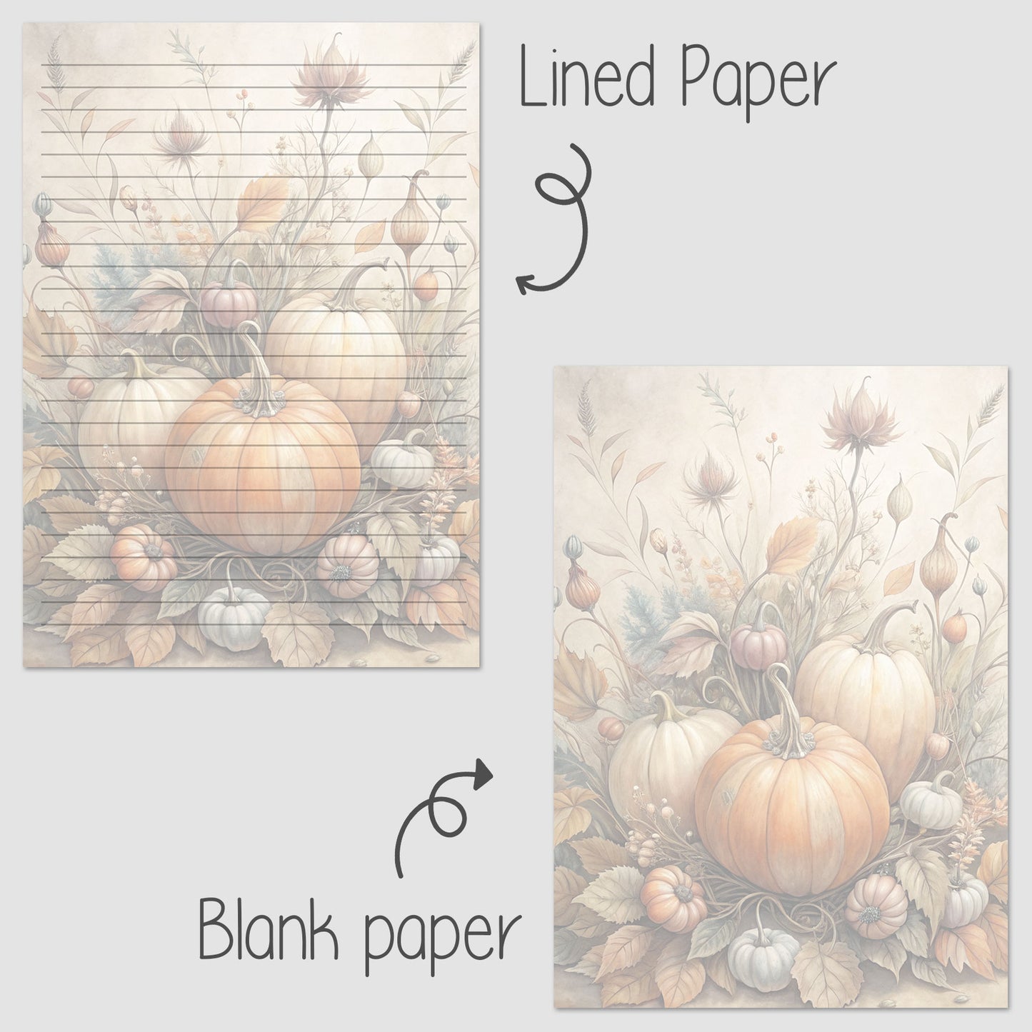 10-pack Brevpapper - Höstpumpor - Tryckt A5 Papper - WP518