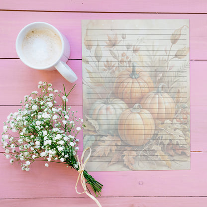 10-pack Brevpapper - 4st Höstpumpor - Tryckt A5 Papper - WP519