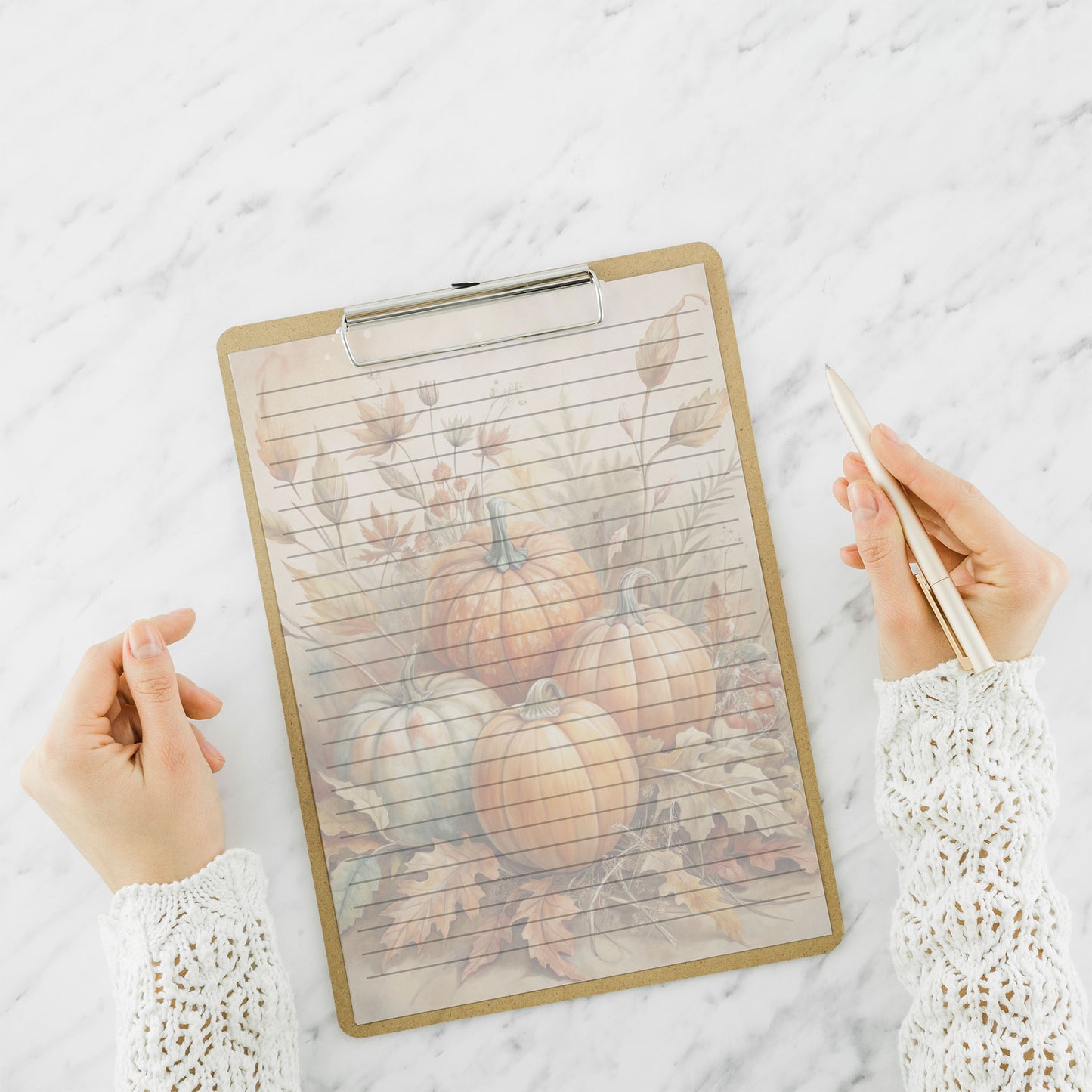 10-pack Brevpapper - 4st Höstpumpor - Tryckt A5 Papper - WP519