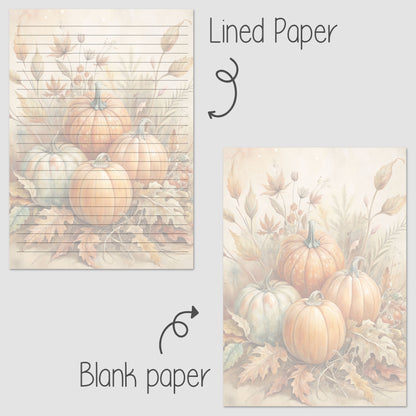 10-pack Brevpapper - 4st Höstpumpor - Tryckt A5 Papper - WP519