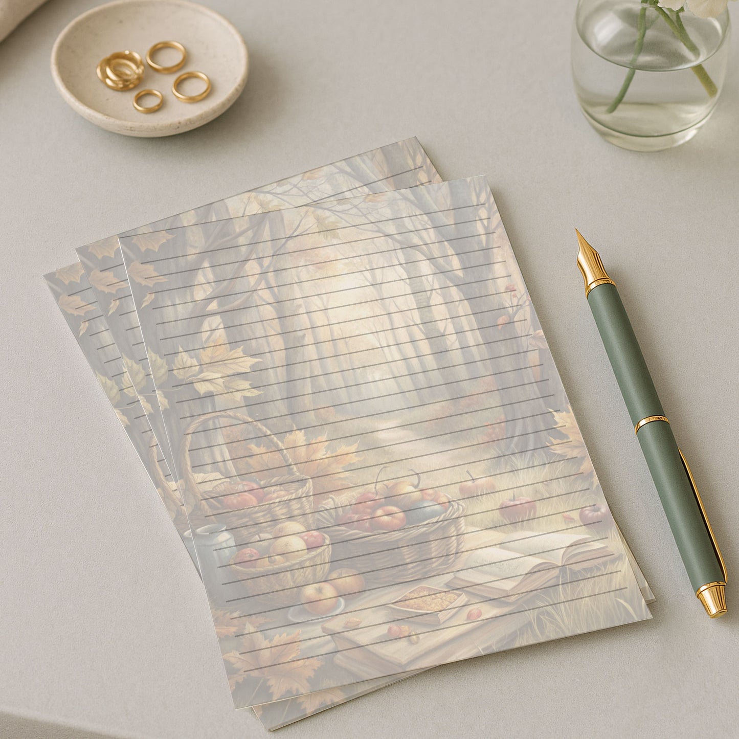 10-pack Brevpapper - Picknick i skogen - Tryckt A5 Papper - WP520