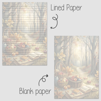 10-pack Brevpapper - Picknick i skogen - Tryckt A5 Papper - WP520