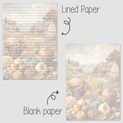 10-pack Brevpapper - Skördetid Pumpaodling - Tryckt A5 Papper - WP521