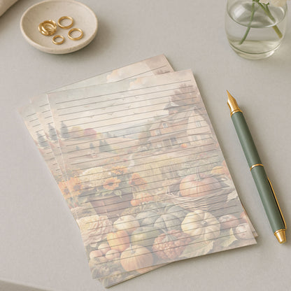 10-pack Brevpapper - Skördetid Pumpaodling - Tryckt A5 Papper - WP521