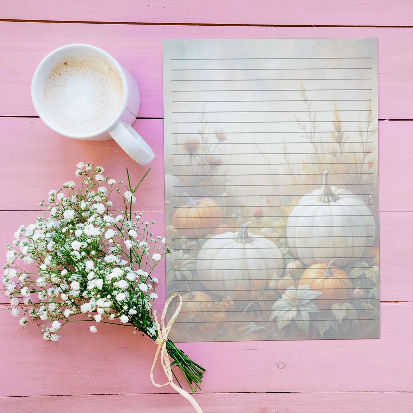 10-pack Brevpapper - Pumpor på en åker - Tryckt A5 Papper - WP522