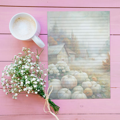 10-pack Brevpapper - Fält med vita pumpor - Tryckt A5 Papper - WP523