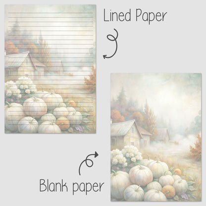 10-pack Brevpapper - Fält med vita pumpor - Tryckt A5 Papper - WP523