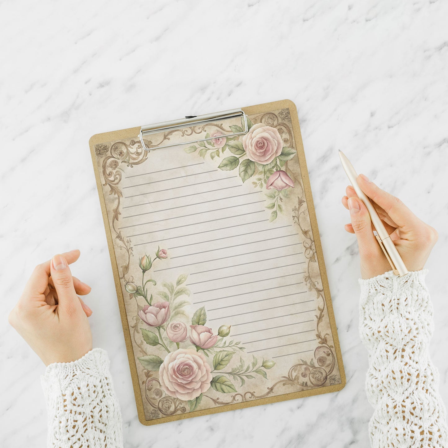 10-pack Brevpapper - Sagobok sida Blommig Baroque - Tryckt A5 Papper - WP526