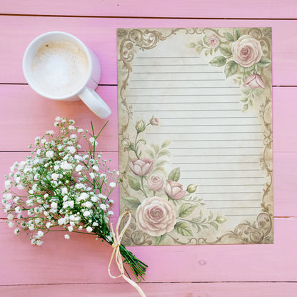 10-pack Brevpapper - Sagobok sida Blommig Baroque - Tryckt A5 Papper - WP526