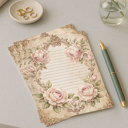 10-pack Brevpapper - Sagobok sida Blommig Baroque - Tryckt A5 Papper - WP527