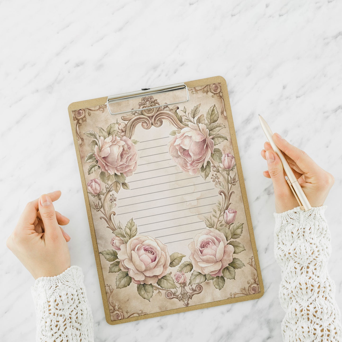 10-pack Brevpapper - Sagobok sida Blommig Baroque - Tryckt A5 Papper - WP527