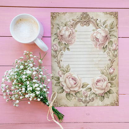 10-pack Brevpapper - Sagobok sida Blommig Baroque - Tryckt A5 Papper - WP527