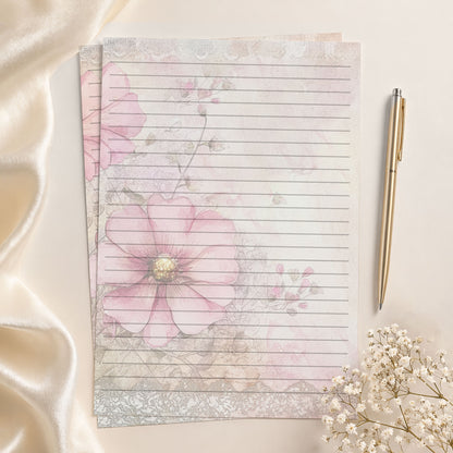 10-pack Brevpapper - Pink Blossom - Tryckt A5 Papper - WP528