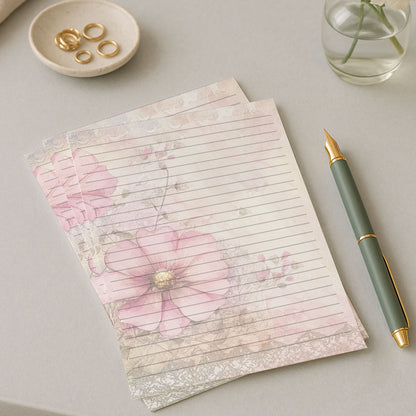 10-pack Brevpapper - Pink Blossom - Tryckt A5 Papper - WP528