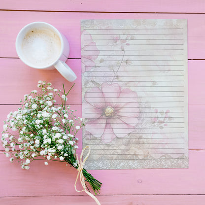 10-pack Brevpapper - Pink Blossom - Tryckt A5 Papper - WP528
