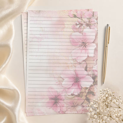 10-pack Brevpapper - Pink Blossom - Tryckt A5 Papper - WP529