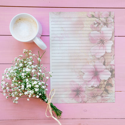 10-pack Brevpapper - Pink Blossom - Tryckt A5 Papper - WP529