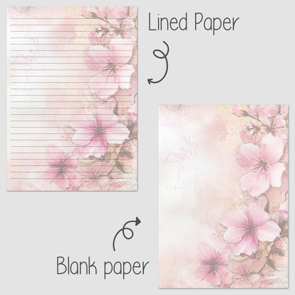 10-pack Brevpapper - Pink Blossom - Tryckt A5 Papper - WP529