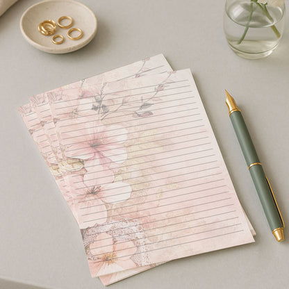 10-pack Brevpapper - Pink Blossom - Tryckt A5 Papper - WP530