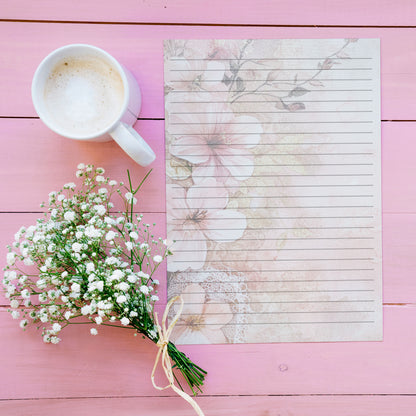 10-pack Brevpapper - Pink Blossom - Tryckt A5 Papper - WP530
