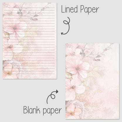 10-pack Brevpapper - Pink Blossom - Tryckt A5 Papper - WP530