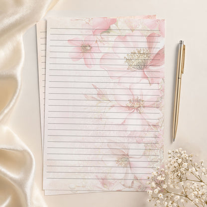 10-pack Brevpapper - Pink Blossom - Tryckt A5 Papper - WP531