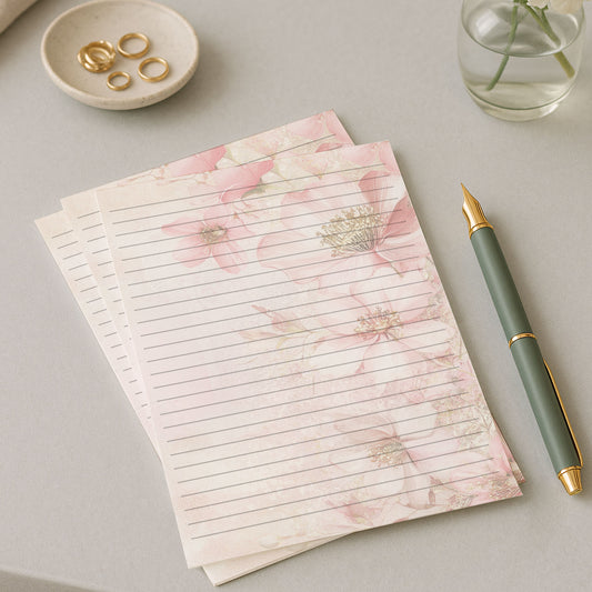 10-pack Brevpapper - Pink Blossom - Tryckt A5 Papper - WP531