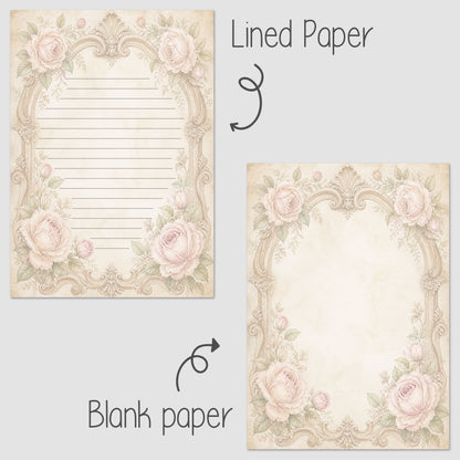 10-pack Brevpapper - Sagobok sida Blommig ram - Tryckt A5 Papper - WP558
