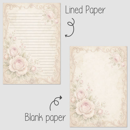 10-pack Brevpapper - Sagobok sida Blommig ram - Tryckt A5 Papper - WP561