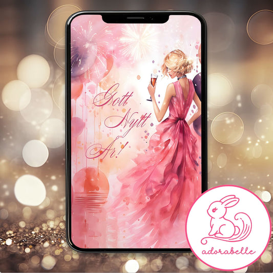 Digitalt Nyårskort 2026 – Animerad Videohälsning utan ljud (Pink) - Direktnedladdning